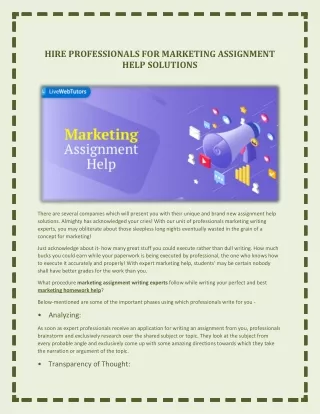 hire professionals for marketing assignment help