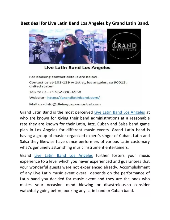 best deal for live latin band los angeles
