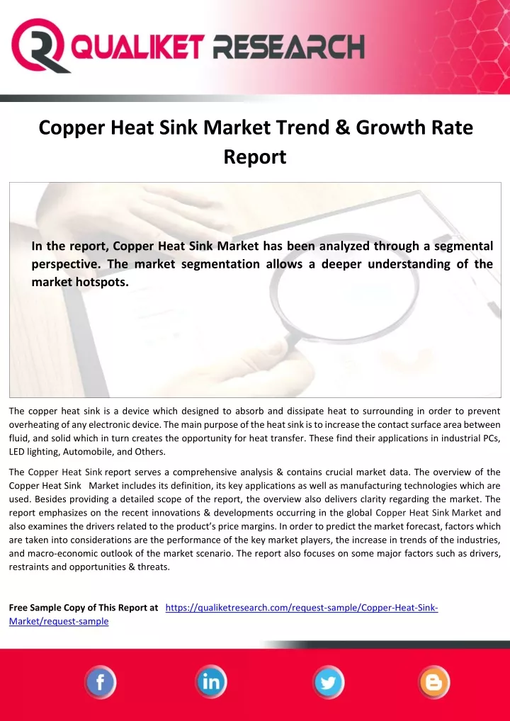 copper heat sink market trend growth rate report