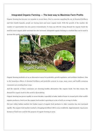 Integrated Organic Farming — The best way to Maximize Farm Profits