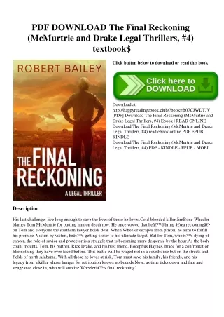 PDF DOWNLOAD The Final Reckoning (McMurtrie and Drake Legal Thrillers  #4) textbook$