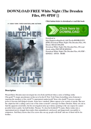 DOWNLOAD FREE White Night (The Dresden Files  #9) #PDF [Download]