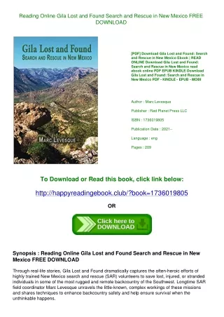 Reading Online Gila Lost and Found Search and Rescue in New Mexico FREE DOWNLOAD