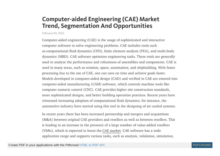 computer aided engineering cae market trend