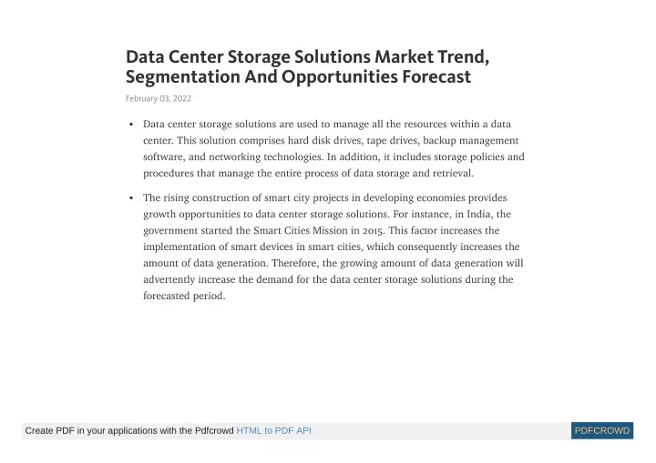 data center storage solutions market trend