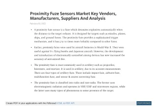 proximity fuze sensors market key vendors
