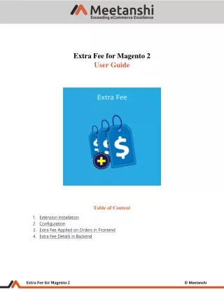 extra fee for magento 2 user guide