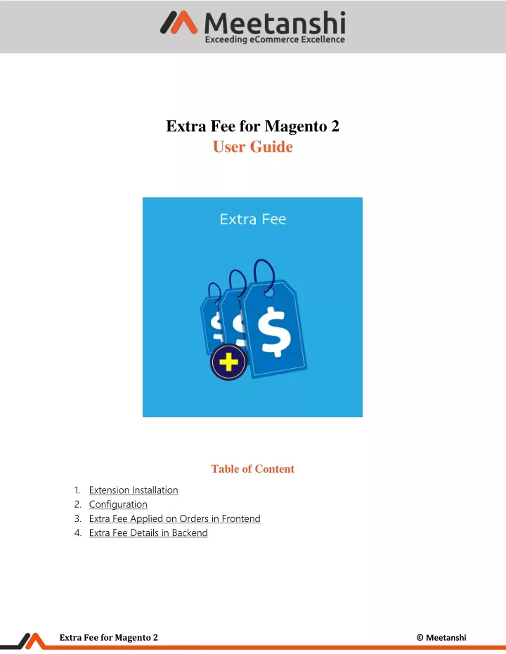 extra fee for magento 2 user guide