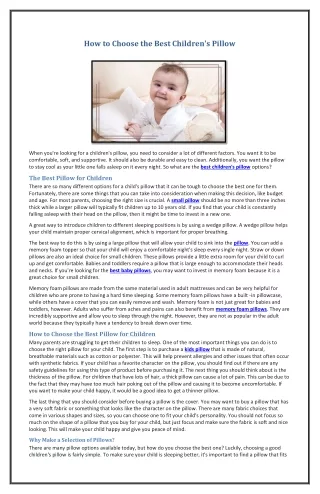 how to choose the best children s pillow