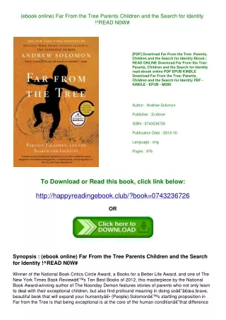 (ebook online) Far From the Tree Parents  Children and the Search for Identity !^READ N0W#