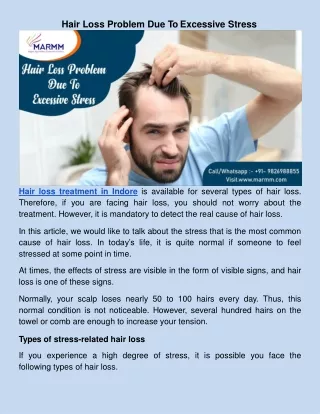hair loss problem due to excessive stress