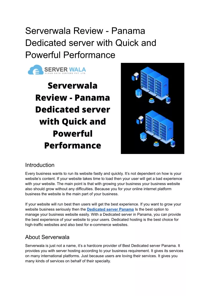 serverwala review panama dedicated server with