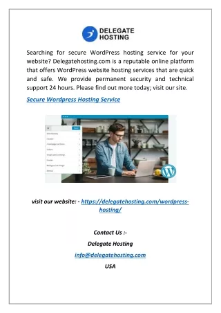 Secure Wordpress Hosting Service | Delegatehosting.com