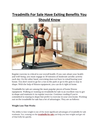 Treadmills For Sale Have Exiting Benefits You Should Know