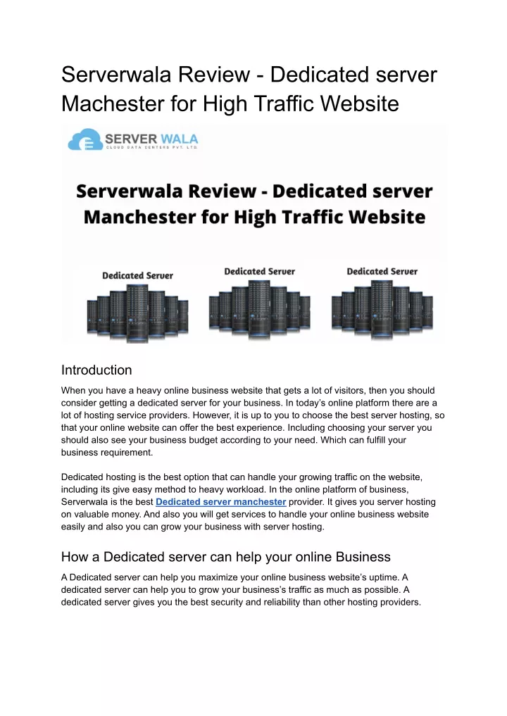 serverwala review dedicated server machester