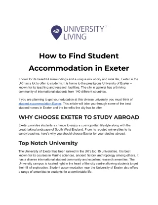 How to Find Student Accommodation in Exeter