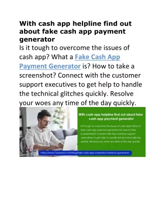 With cash app helpline find out about fake cash app payment generator