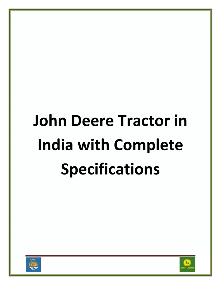 john deere tractor in india with complete