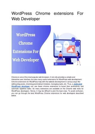 WordPress Chrome extensions For Web Developer