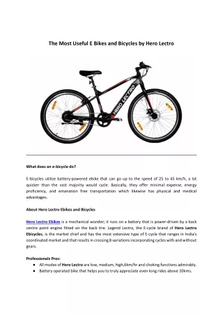 The Most Useful E Bikes and Bicycles by Hero Lectro