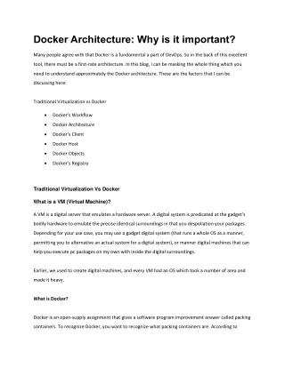 docker architecture why is it important