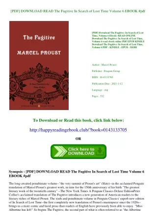 [PDF] DOWNLOAD READ The Fugitive In Search of Lost Time  Volume 6 EBOOK #pdf