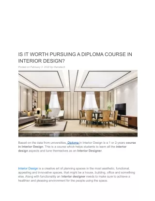 is it worth pursuing a diploma course in interior