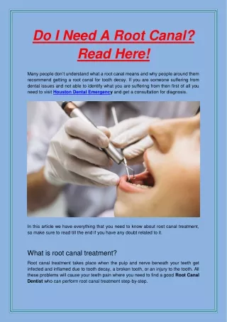 do i need a root canal read here