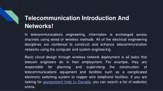 telecommunication introduction and netwo rks