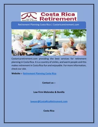 Retirement Planning Costa Rica | Costaricaretirement.com