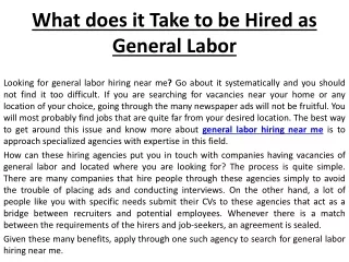 What does it Take to be Hired as