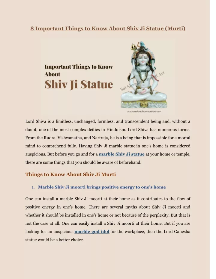 8 important things to know about shiv ji statue