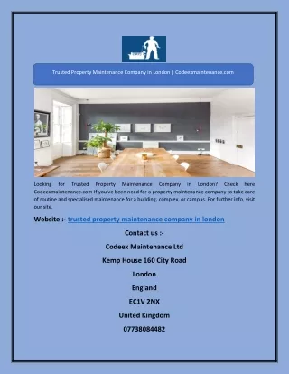 trusted property maintenance company in london