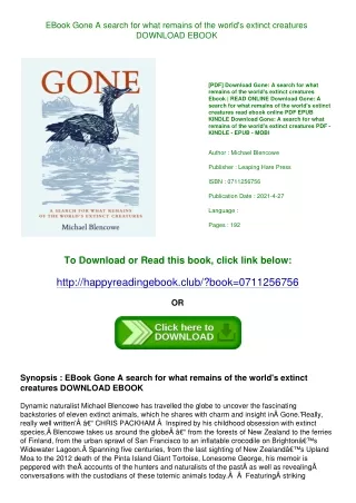 EBook Gone A search for what remains of the world's extinct creatures DOWNLOAD EBOOK
