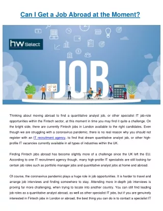 can i get a job abroad at the moment thinking