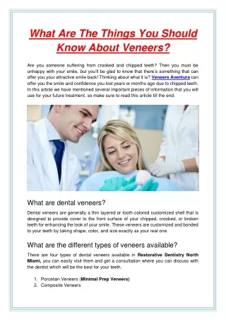 what are the things you should know about veneers