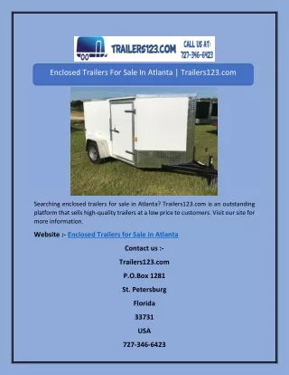 Enclosed Trailers For Sale In Atlanta | Trailers123.com