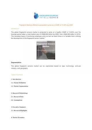 fingerprint sensors market is projected to grow