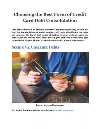 choosing the best form of credit card debt