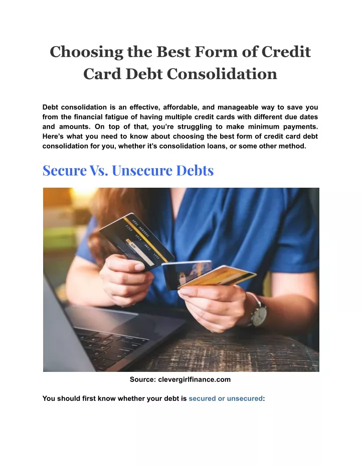 choosing the best form of credit card debt
