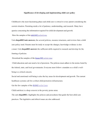 significance of developing and implementing child