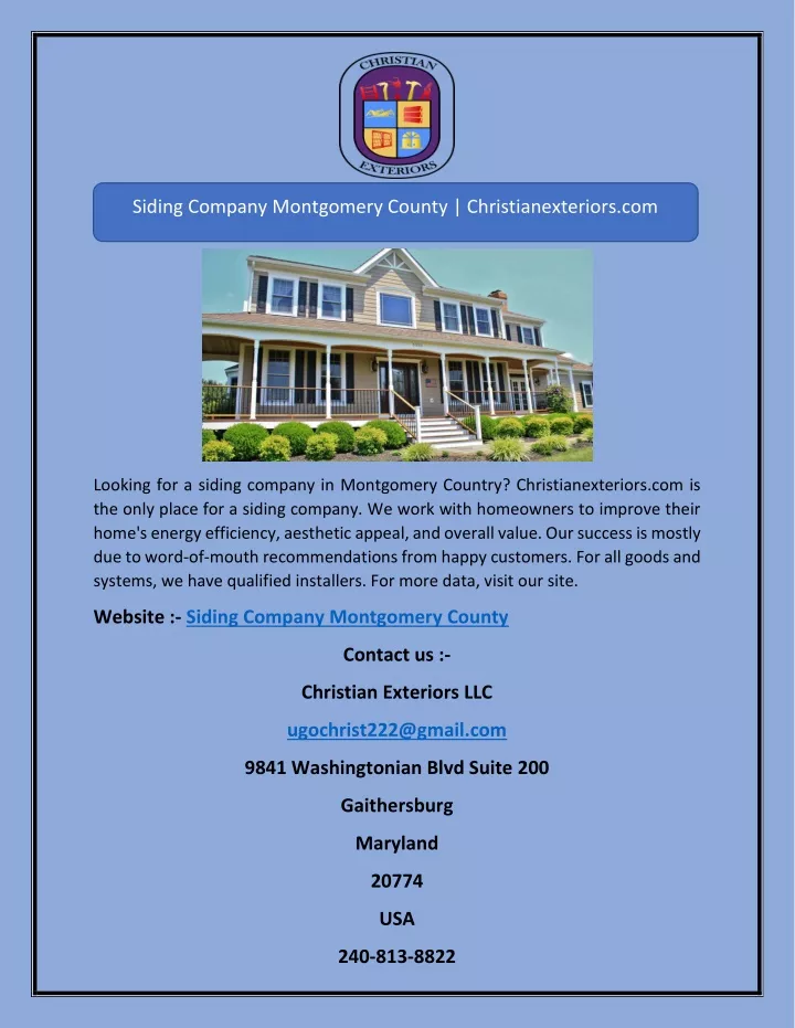 siding company montgomery county