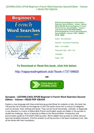 ((DOWNLOAD)) EPUB Beginner's French Word Searches  Second Edition - Volume 1 READ PDF EBOOK