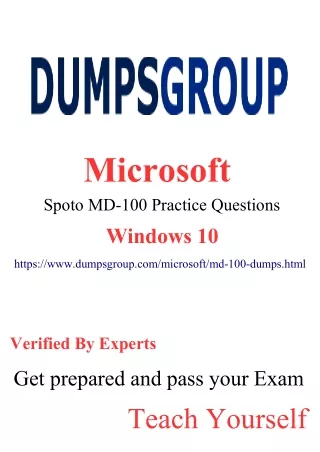 Pass MD-100 Exam with latest MD-100 Dumps Study Material