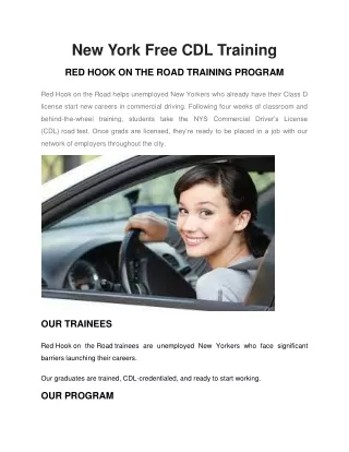 new york free cdl training