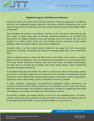 important aspects of lithium ion batteries