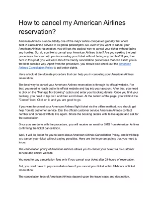 how to cancel my american airlines reservation