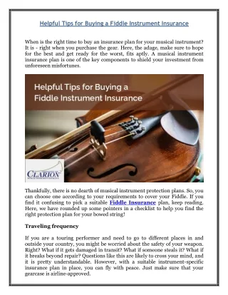 helpful tips for buying a fiddle instrument