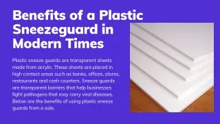 Benefits of a Plastic Sneezeguard in Modern Times