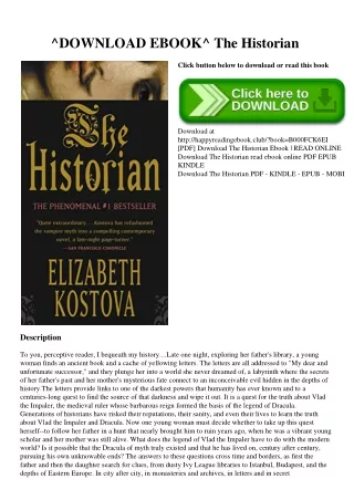 ^DOWNLOAD EBOOK^ The Historian PDF)